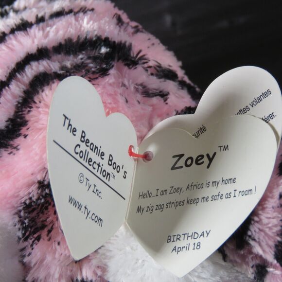 TY Beanie Boos Zoey the Zebra 6" Plush Glam Pink Black Striped Stuffed Animal - Picture 12 of 16
